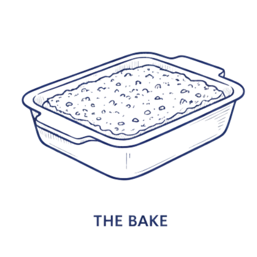 A rectangular pan or oven dish, symbolizing the final golden-brown rappie pie.
